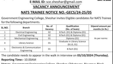 Direct Interview - GEC Sheohar Faculty Recruitment 2024